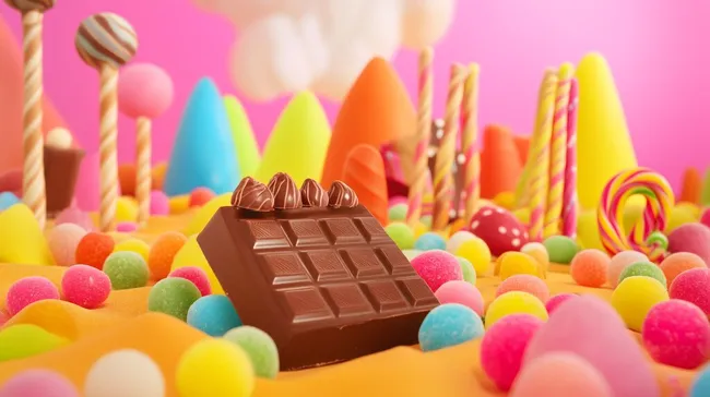 Buntes Süßigkeitenparadies mit Schokoladentafel