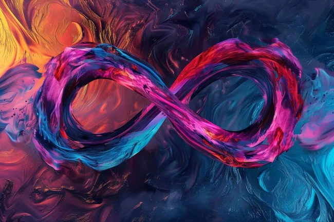 Buntes Unendlichkeitssymbol in Acrylfarben