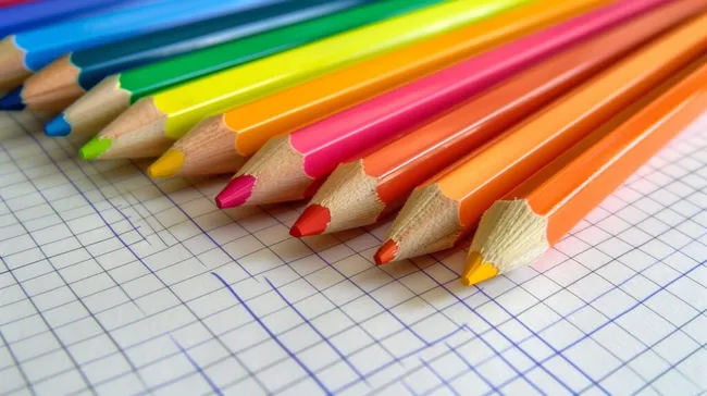 Buntstifte auf Millimeterpapier - Kreativität und Präzision