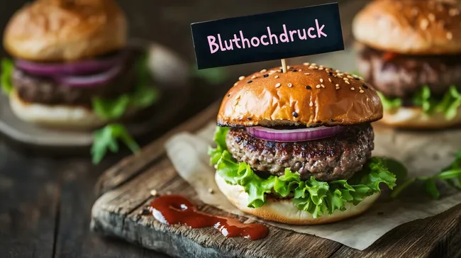 Burger mit Warnung vor Bluthochdruck