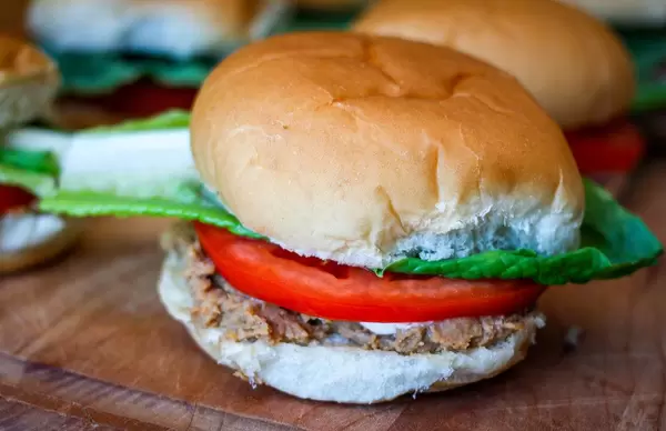Burger with Tomato and lettuce Close-up