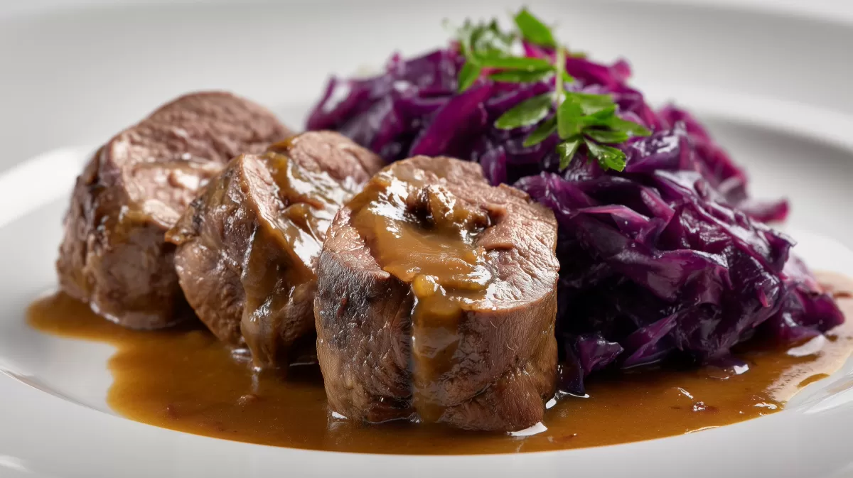 Burgunder Rouladen im Römertopf mit Rotkohl