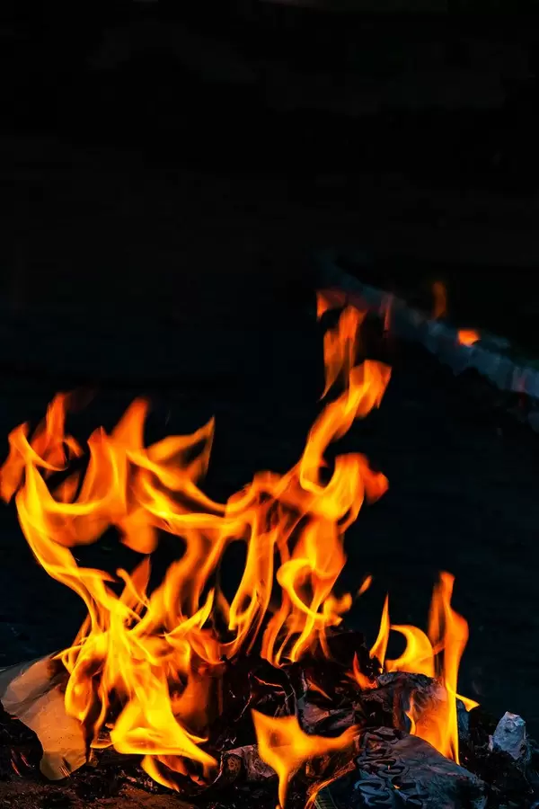 Burning fire at night