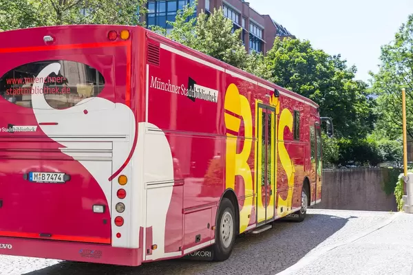 Bus of the Munich City Library in Munich, Germany