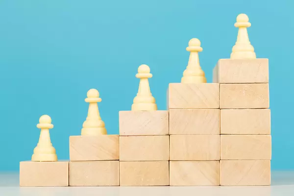 Business hierarchy, strategy concept with chess pieces