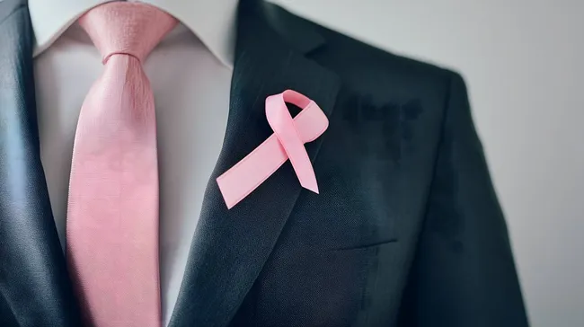 Businessanzug mit Brustkrebs-Schleife