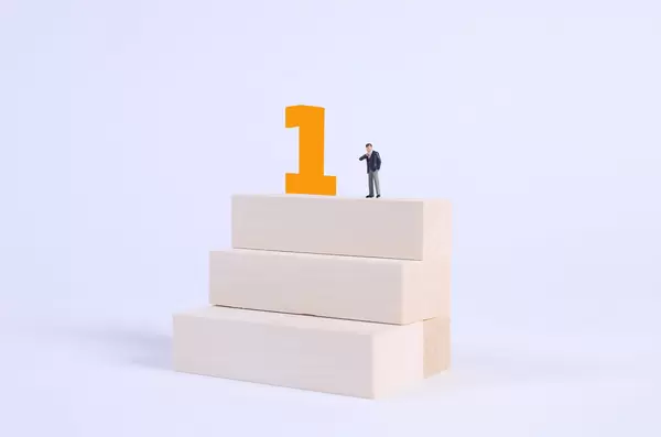 Businessman standing on podium