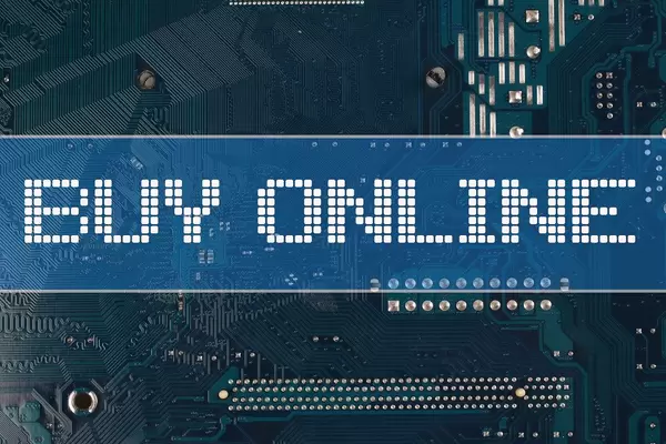 Buy Online text over electronic circuit board background