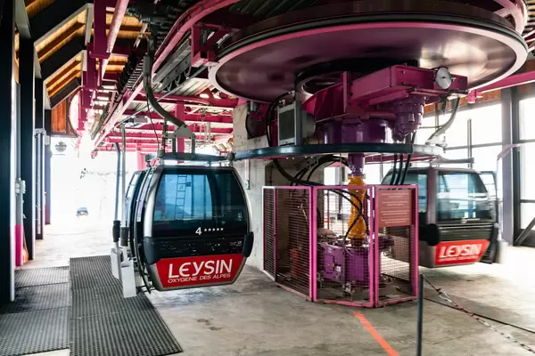 Cable car station at the Leysin municipality in Swiss Alps