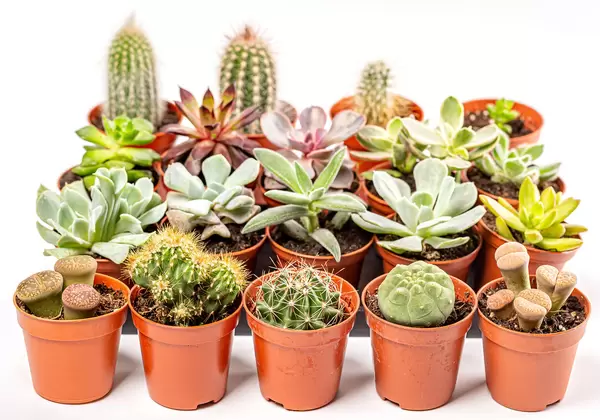 Cacti, lithops and succulent plants, collection of houseplant plants