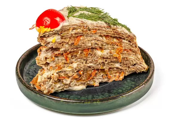 Cake pancakes from the liver, close up