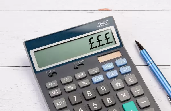 Calculator showing three Pounds symbols