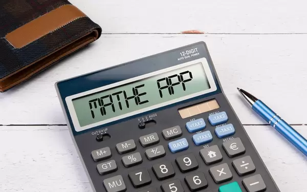 Calculator with the text Mathe App on the display