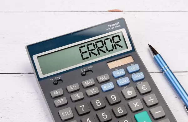 Calculator with the word Error on the display