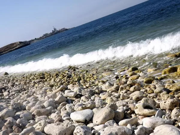 Calm, rhythmic vawes at the shore of Black Sea, Crimea
