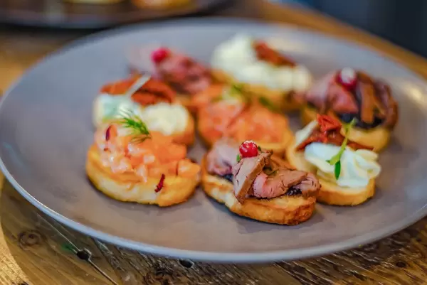 Canape fromsal,on, meat and cream