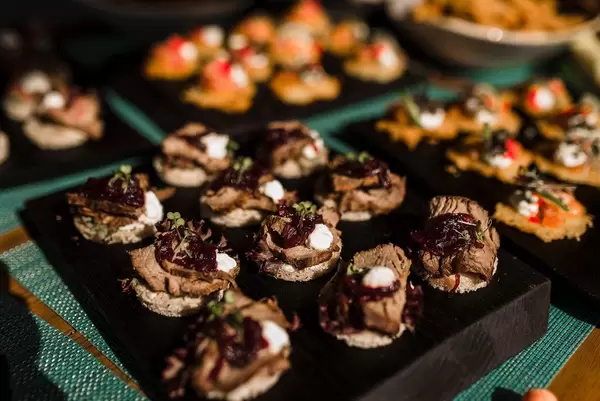 Canape Snacks With Beef And Beet