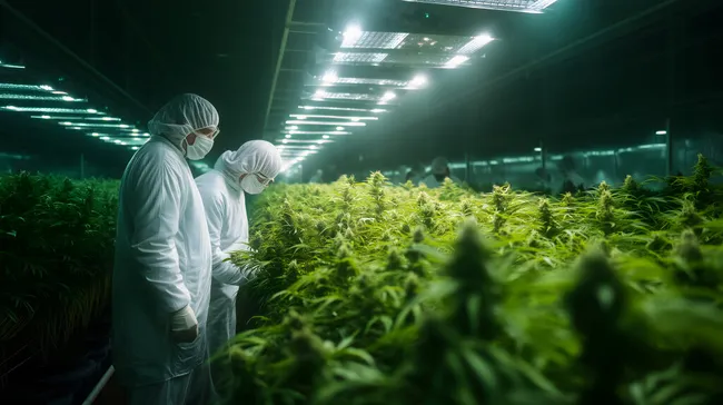 Cannabis-Produktion in professioneller Indooranlage
