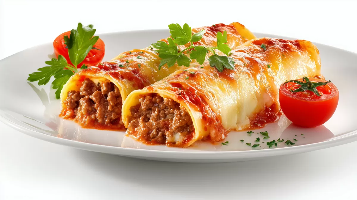 Cannelloni mit Hackfleisch Frischkäse Füllung überbacken