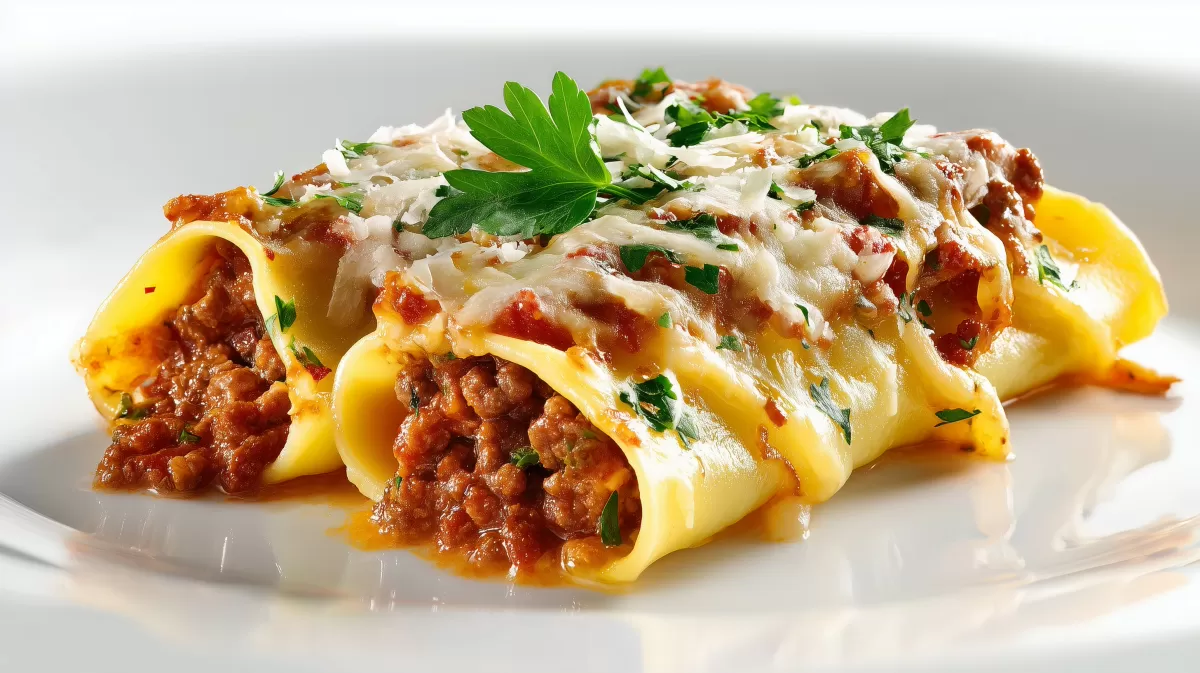 Cannelloni mit Hackfleisch Gemüse Füllung überbacken