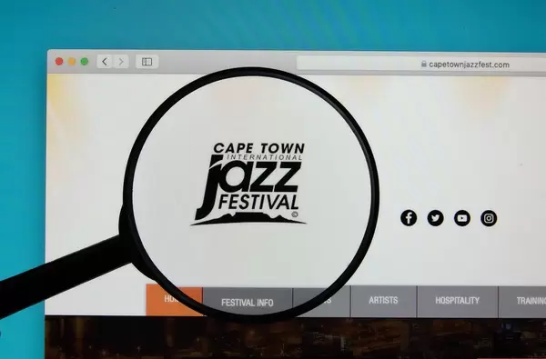 Cape Town International Jazz Festival logo on a computer screen with a magnifying glass