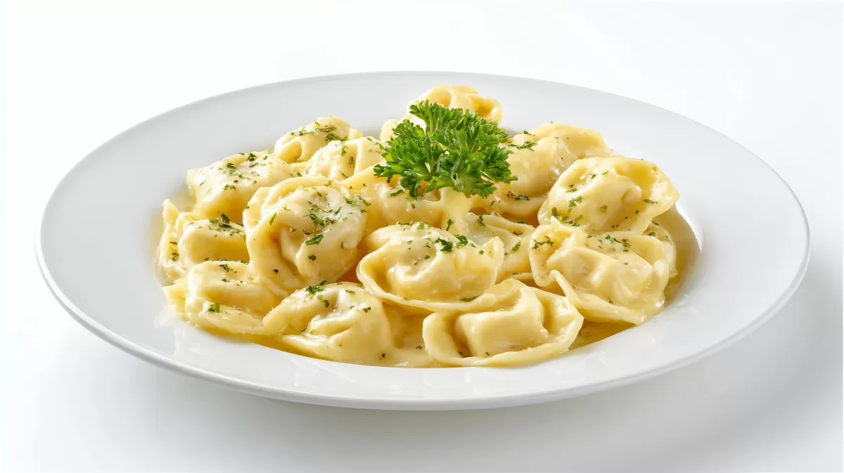 Cappelletti Nudeln mit cremiger Käsesauce und Petersilie