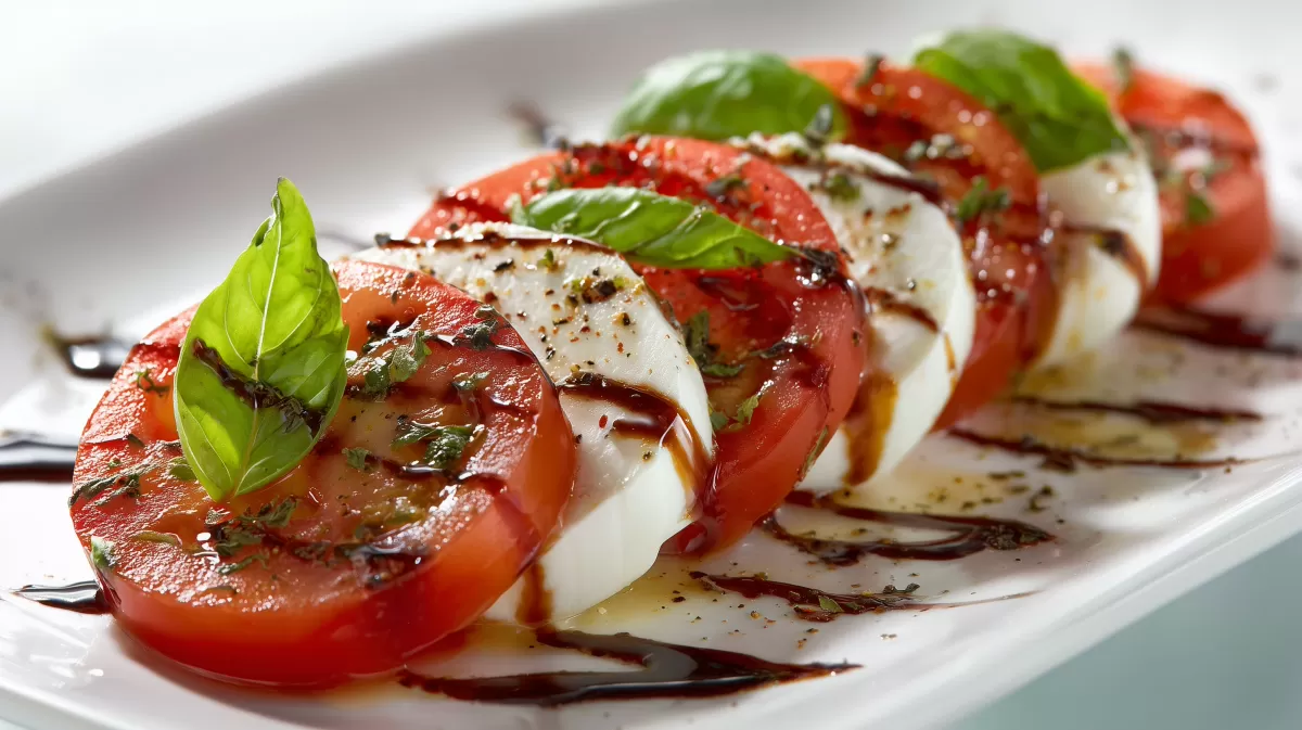 Caprese Salat mit Mozzarella und Balsamico