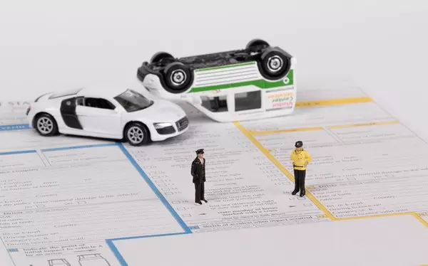 Car accident with accident statement report