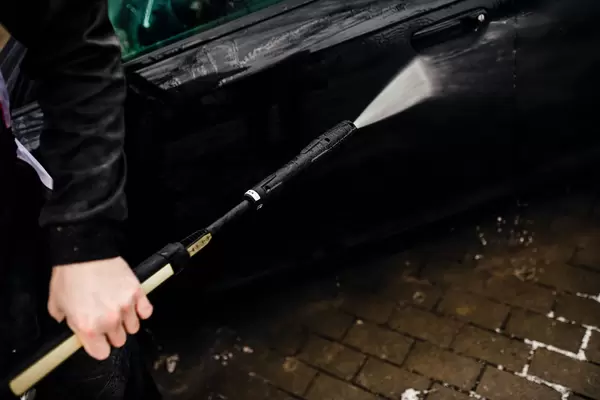 Car Washer Men Holding Karcher Close Up