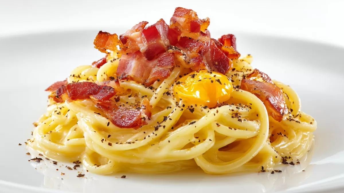 Carbonara wie bei der Mamma in Rom auf Teller