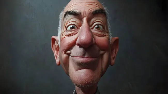 Caricatura gestilisierter Mann mit weißem Haar