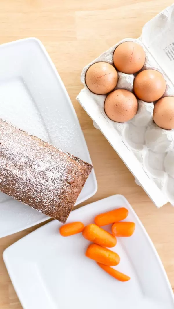 Carrot cake and the two most important ingredients, carrots and eggs