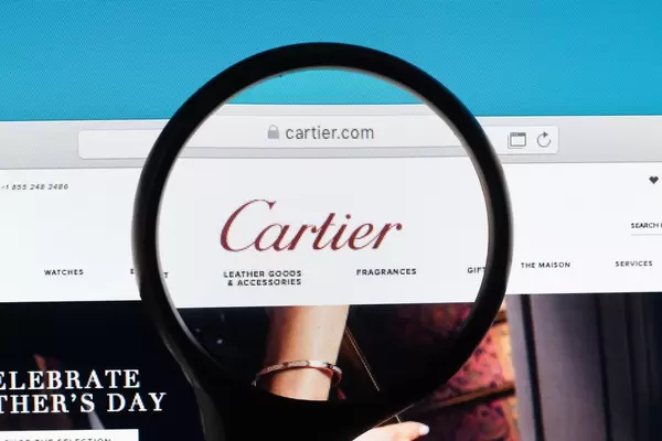 Cartier logo under magnifying glass