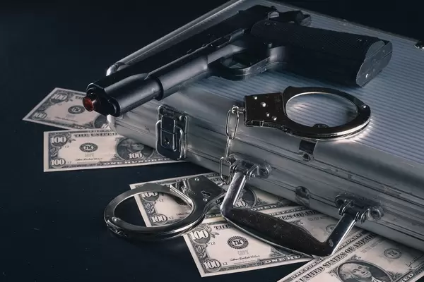 Case with money and gun