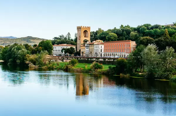 Castle reflection in waters of Florence