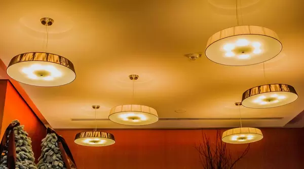 Ceiling lights in a hotel
