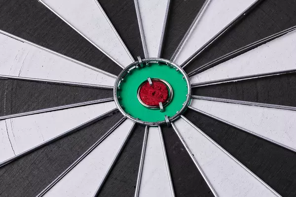 Center of dartboard. Bulls eye. Close-up