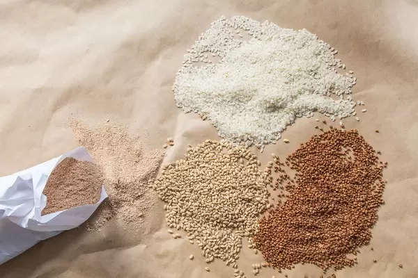 Cereal and millet. Organic food. Buckwheat, rice, barley. Top view (Flip 2019)