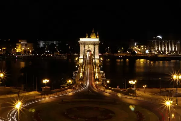 Chain Bridge and St. Stephen's Basilica at night