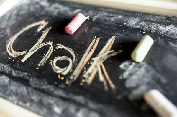 CHALK written in chalkboard