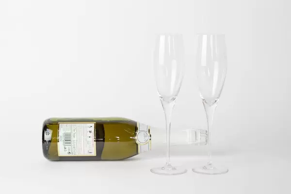 Champagne with empty glasses