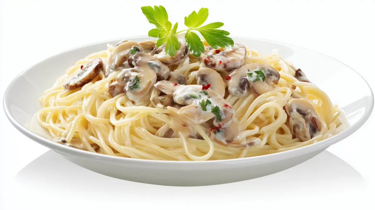 Champignon Spaghetti Carbonara mit Sahnesauce