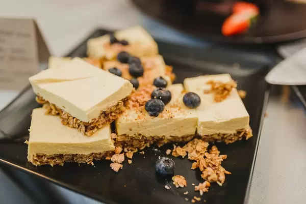 Cheese Cake With Nuts And Blueberries