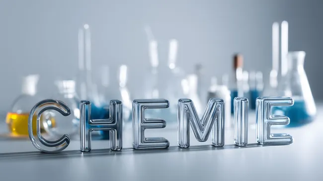 Chemielabor-Szenario mit Glasbeschriftung