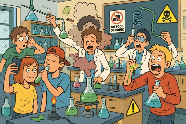 Chemieunterricht: Schüler-Experiment mit Explosions- und Rauchentwicklung