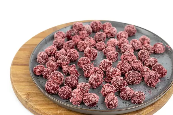 Cherries with Sugar served on the plate