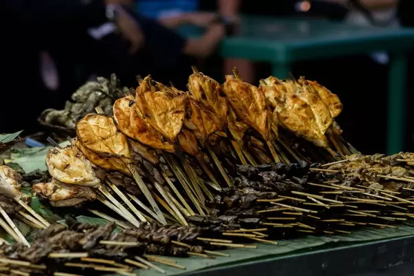 Chicken barbecues displayed to attract customers (Flip 2019)