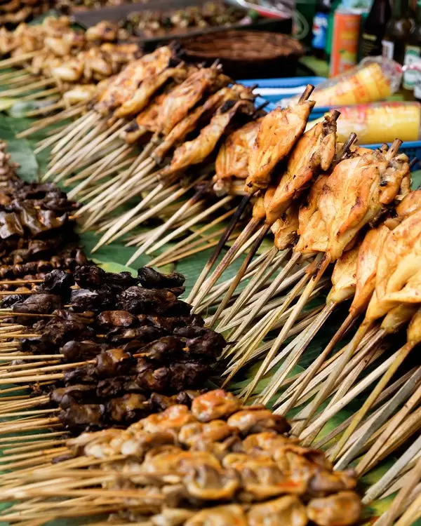 Chicken barbeque on display at a local food park (Flip 2019)
