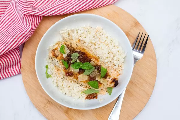 Chicken Breast With Basil, Tomato and Parmesan Top View