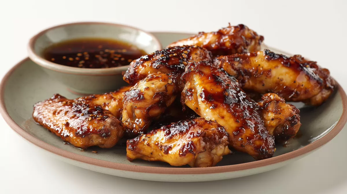 Chickenwings mit Ingwer Orangen Marinade auf Teller